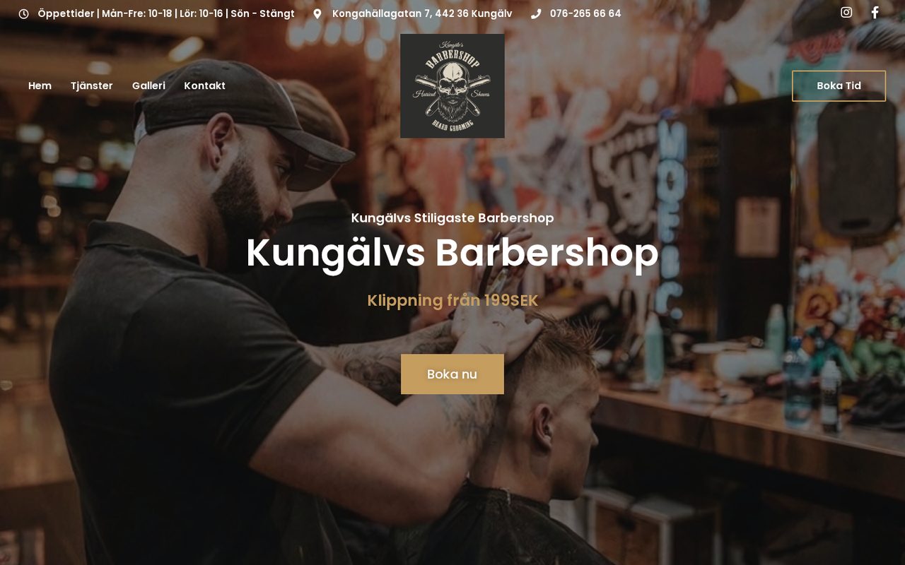 Kungälvs Barbershop — Hemsida & grafisk profil för barbershop
